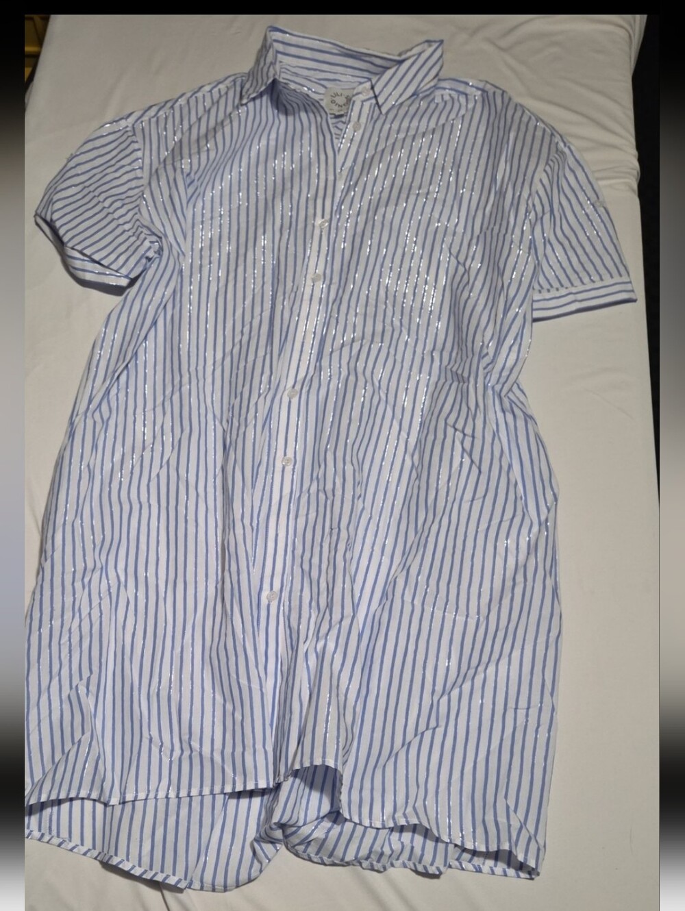 Lili sidonio women's large blue striped knee length dress #14